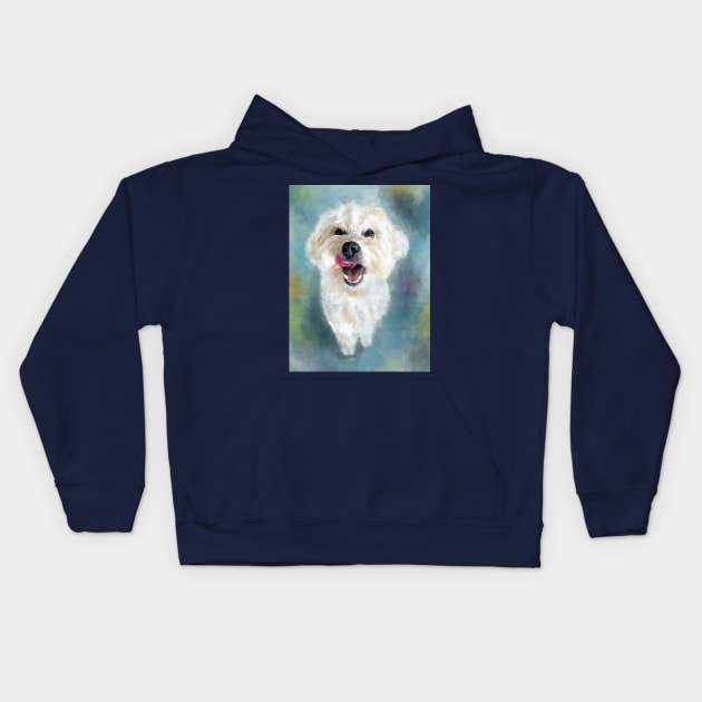 HAPPY POODLE DOG Kids Hoodie by Artsemg Studio